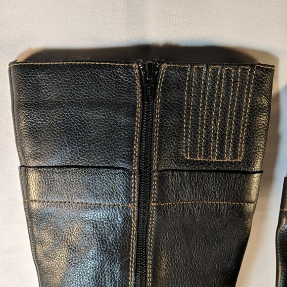 b.o.c. Black Leather Heeled Boots 3.5" Block Heel Knee High Womens 8.5 BOC Born - Picture 9 of 16